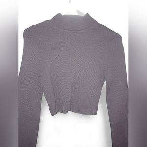 Black Crop Top Turtle Neck